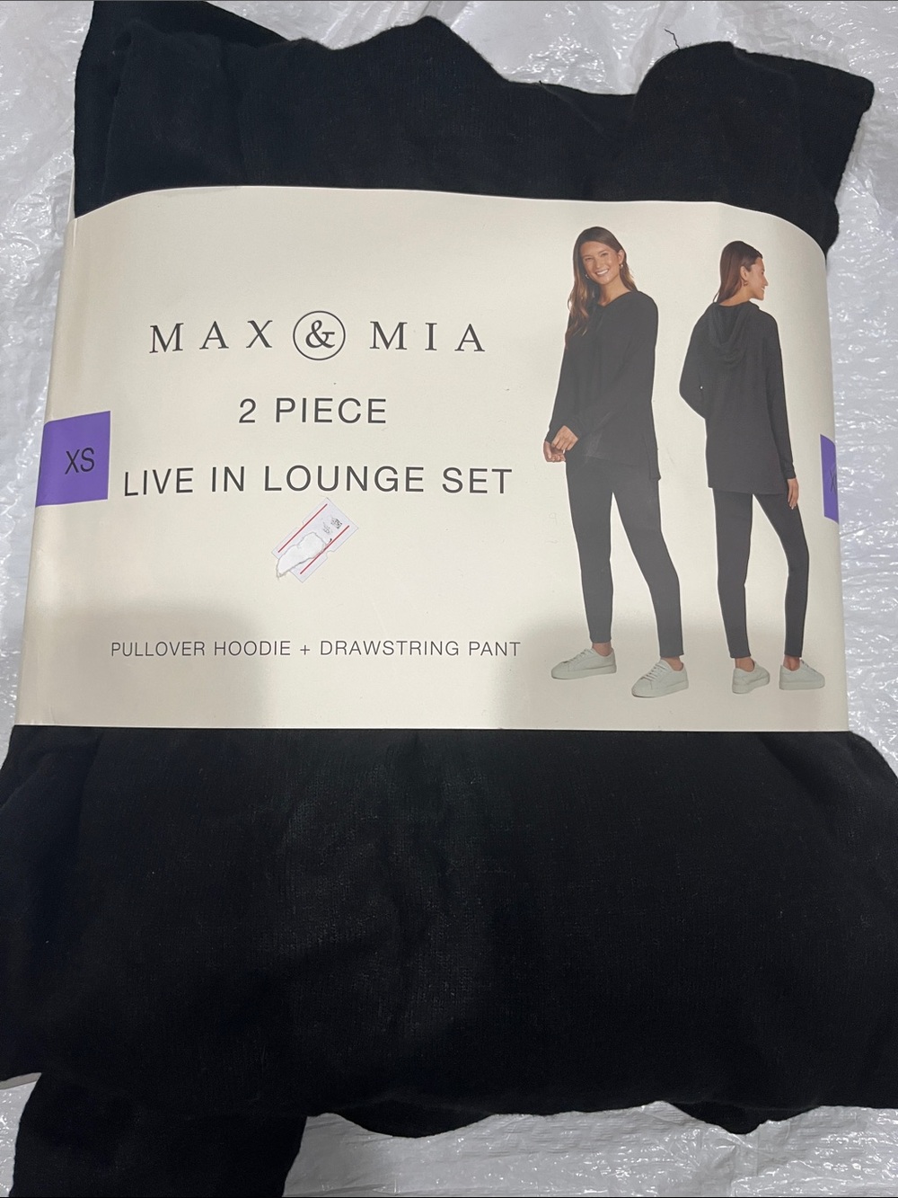 Max & Mia Women's 2 Piece Live In Lounge Set Pullover Hoodie & Pant, Size XS